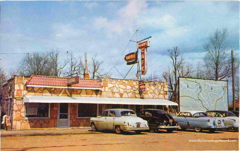 Adams Cafe, Camdenton, Missouri, 1940s to 1950s, vintage postcard photo