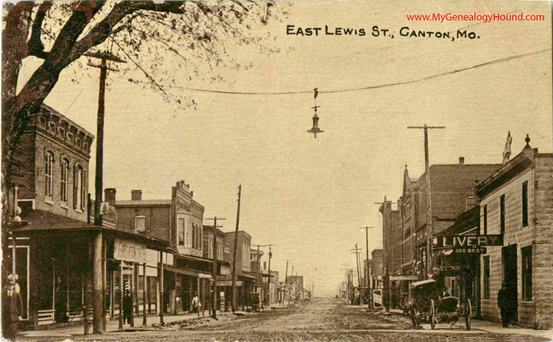 Canton, Missouri, East Lewis Street, vintage postcard, Historic Photo, Lewis County, MO