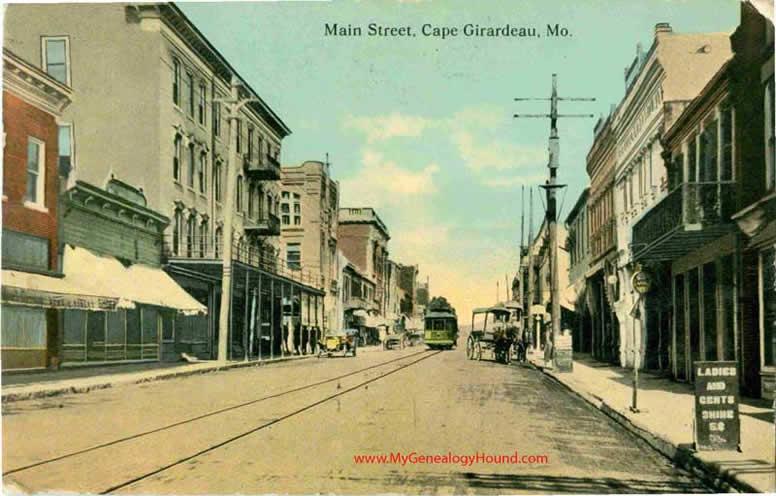 Historic postcard photo Cape Girardeau Missouri Main Street