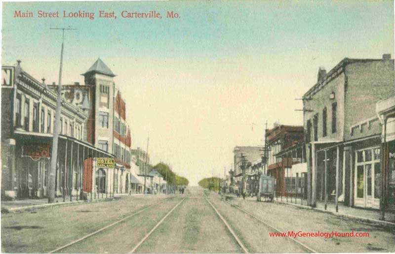 Carterville, Missouri Main Street Hotel Garland vintage postcard photo