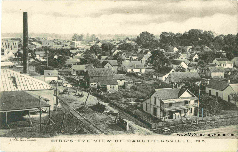 Caruthersville, Missouri, Birds Eye View, vintage postcard, historic photo
