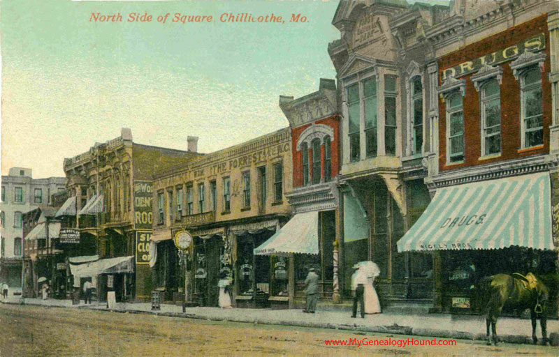 Chillicothe, Missouri North Side of Square, vintage postcard, historic view photo