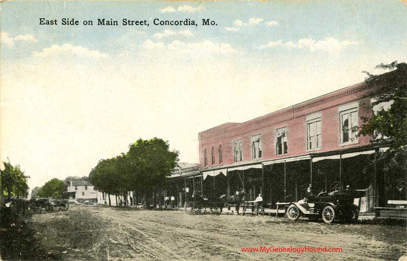 Concordia, Missouri East Side of Main Street vintage postcard photo