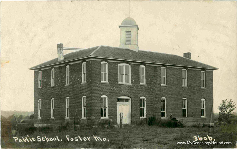 Foster, Missouri Public School vintage postcard, historic photo