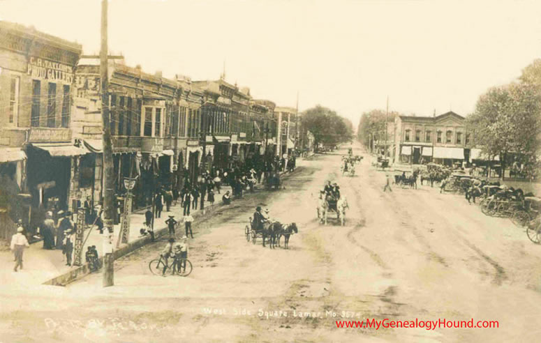 Lamar, Missouri West Side of Square, Vintage Postcard, Historic Photo