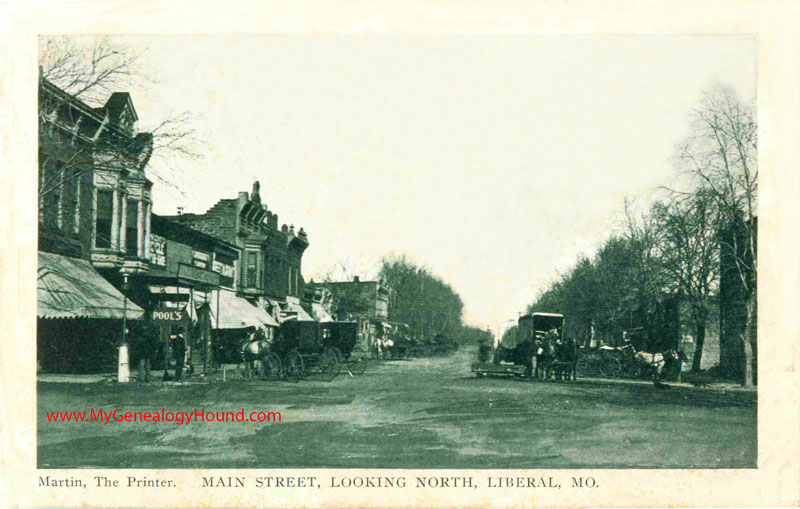 Liberal, Missouri Main Street Looking North Historic Photo