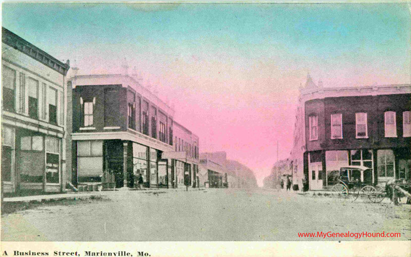 Marionville, Missouri, A Business Street, vintage postcard, Historic Photo, Lawrence County, MO
