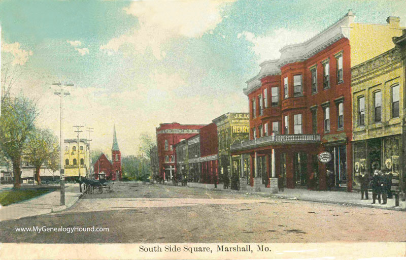 Marshall, Missouri South Side Square vintage, postcard photo