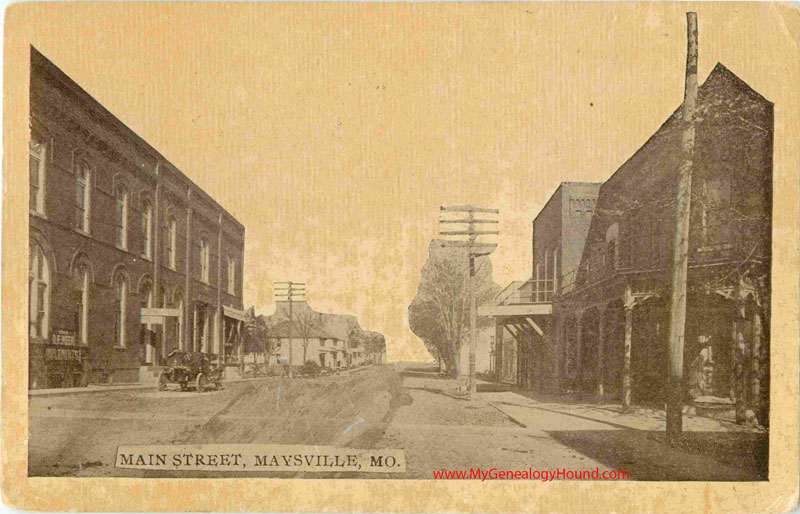 Maysville, Missouri, Main Street, vintage postcard, Historic Photo