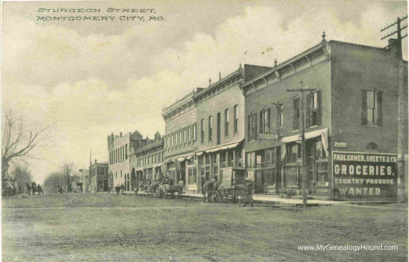 Montgomery City, Missouri Sturgeon Street, vintage postcard, historic photo
