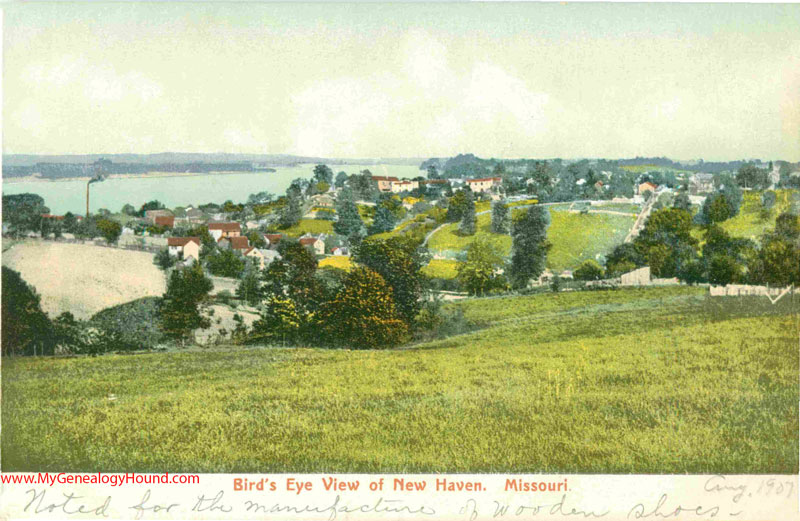 New Haven, Missouri, Bird's Eye View, vintage postcard, Historic Photo