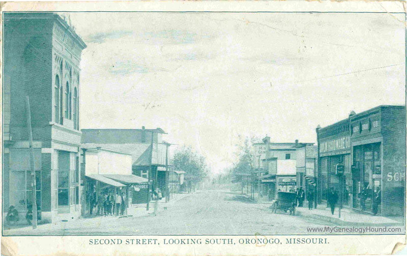 Oronogo, Missouri Second Street Looking South vintage postcard, historic photo