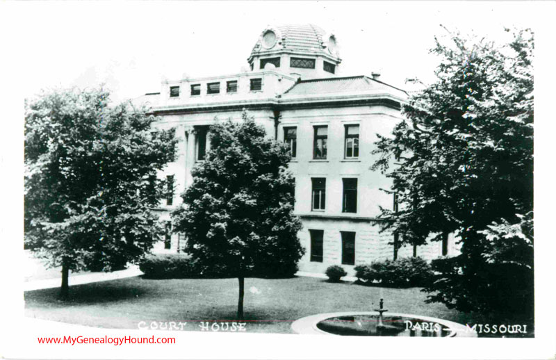 Paris, Missouri, Monroe County Court House, vintage postcard, historic photo