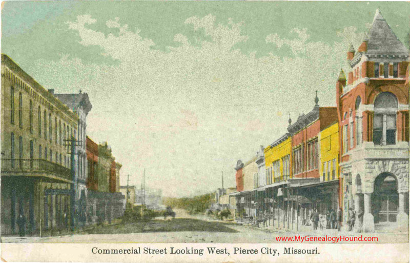 Pierce City, Missouri, Commercial Street Looking West, vintage postcard, Historic Photo, Tornado May 4th, 2003