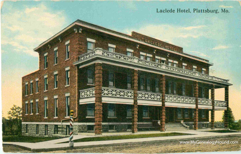 Plattsburg, Missouri Laclede Hotel vintage postcard, historic photo