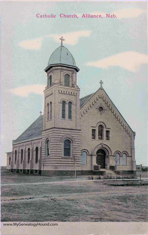 Alliance, Nebraska, Catholic Church, vintage postcard photo