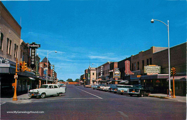 North Platte, Nebraska, Dewey Street, vintage postcard photo