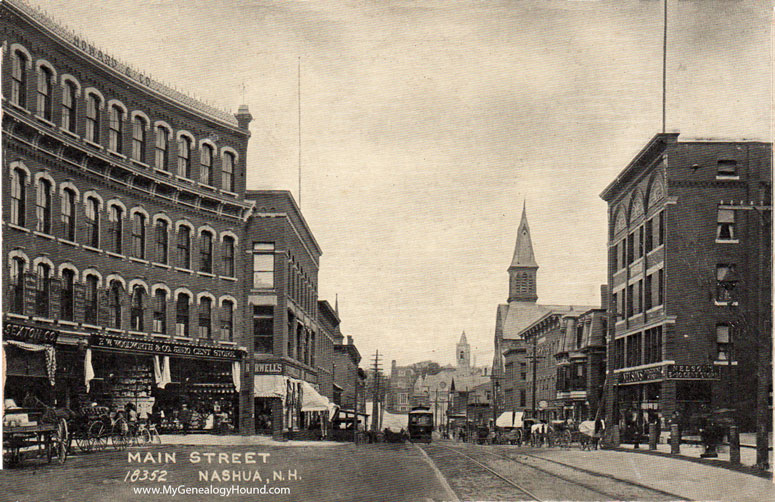 Nashua, New Hampshire, Main Street, vintage postcard, historic photo, Woolworth
