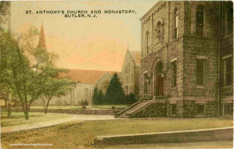 Butler, New Jersey, St. Anthony's Church and Monastery, vintage postcard, historic photo
