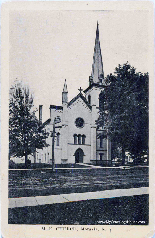 Moravia, New York, M. E. Church, vintage postcard photo