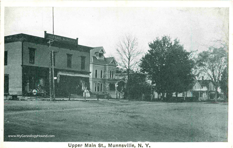 Munnsville, New York, Upper Main Street, vintage postcard photo