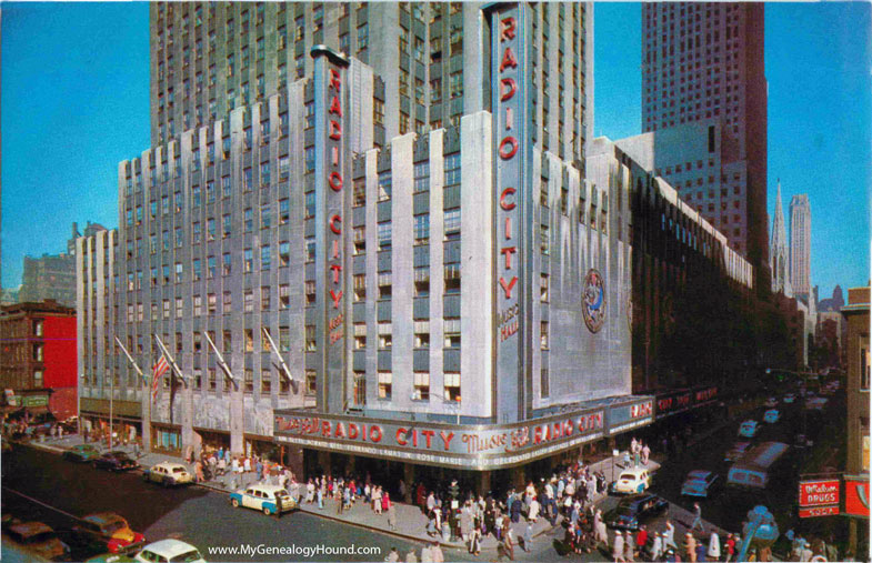 New York City, New York, Radio City Music Hall, vintage postcard photo