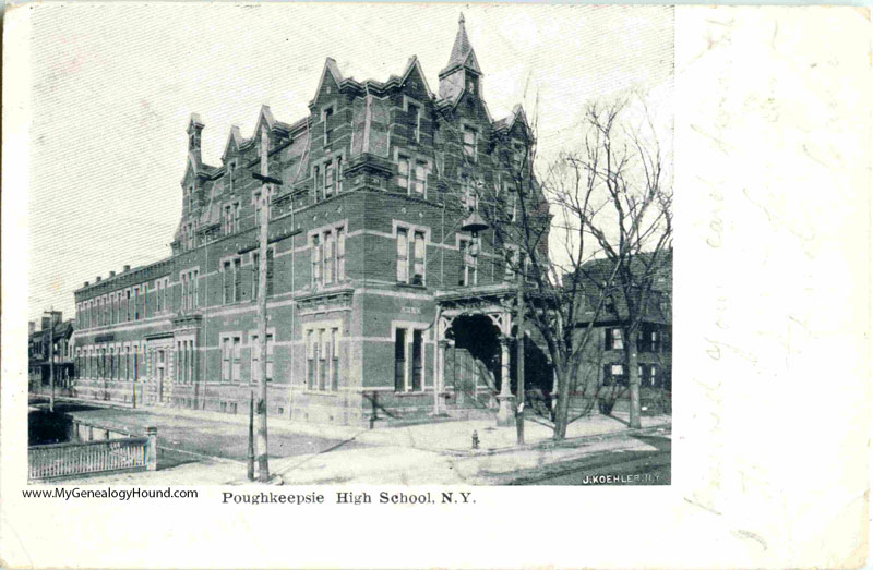 Poughkeepsie, New York, Poughkeepsie High School, vintage postcard, historic photo