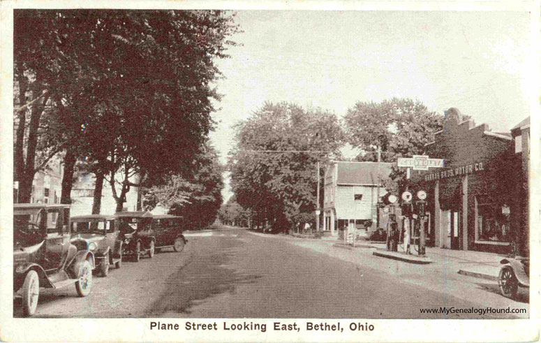 Bethel, Ohio, Plane Street Looking East, vintage postcard, historic photo