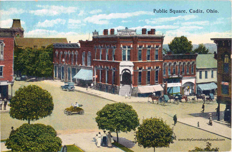 Cadiz, Ohio, Public Square, vintage postcard photo