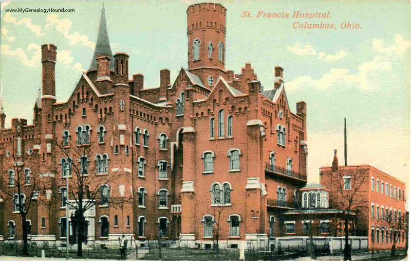 Columbus, Ohio, St. Francis Hospital, vintage postcard, historic photo