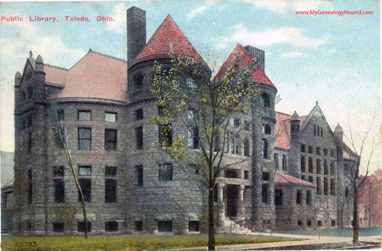 Toledo, Ohio, Public Library, vintage postcard photo
