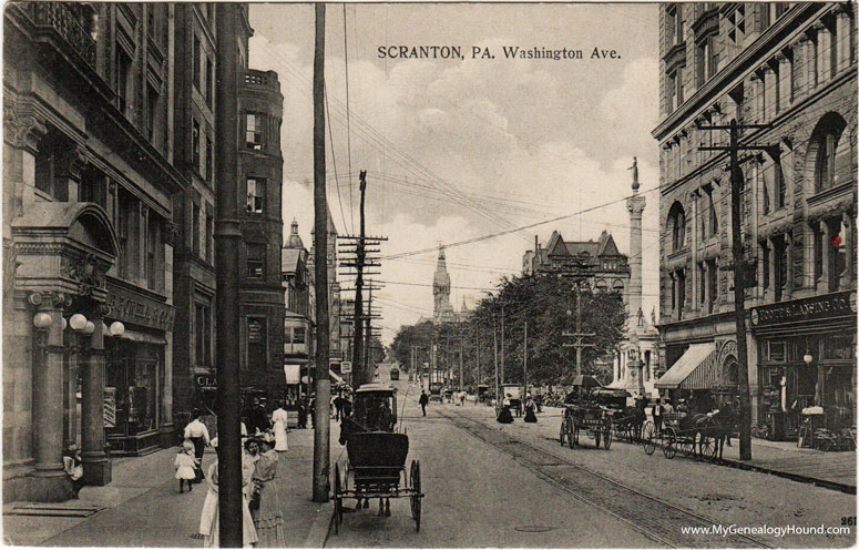 Scranton, Pennsylvania, Washington Avenue, vintage postcard, historic photo