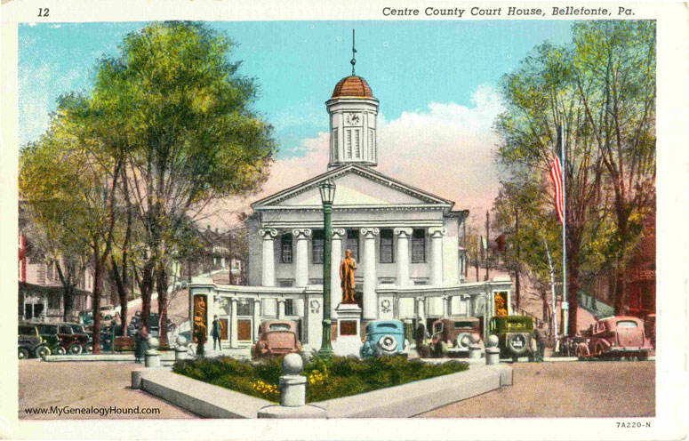 Bellefonte, Pennsylvania, Centre County Court House, vintage postcard photo