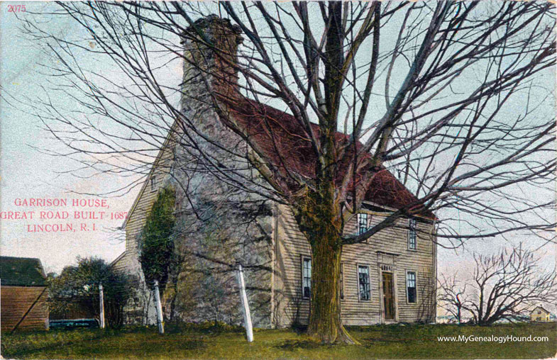 Lincoln, Rhode Island, Garrison House, Great Road, vintage postcard, photo