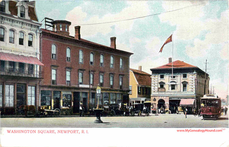 Newport, Rhode Island, Washington Square, vintage postcard, photo