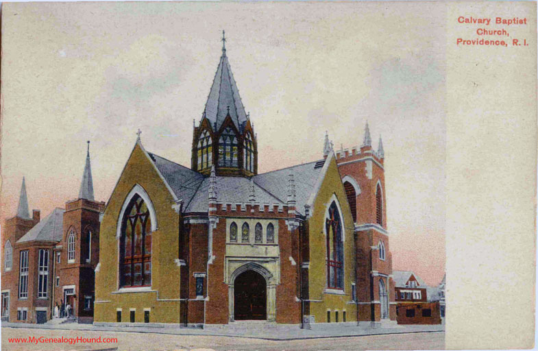 Providence, Rhode Island, Calvary Baptist Church, vintage postcard, photo