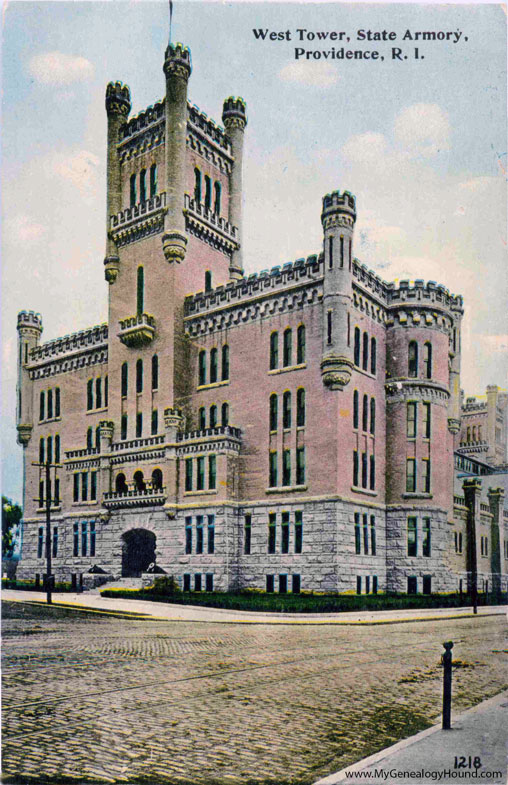 West Tower of the State Armory, Providence, Rhode Island, vintage postcard, photo