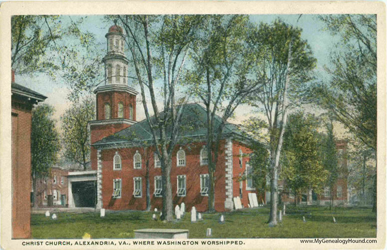 Christ Church, Alexandria, Virginia, Where Washington Worshipped, cemetery, Confederate Soldiers, vintage postcard