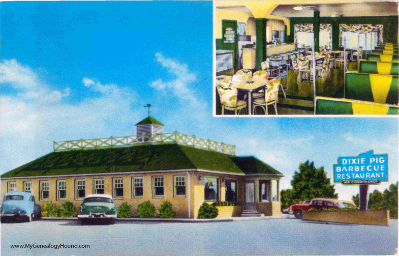 Alexandria, Virginia, Dixie Pig Barbeque and Restaurant, vintage postcard photo