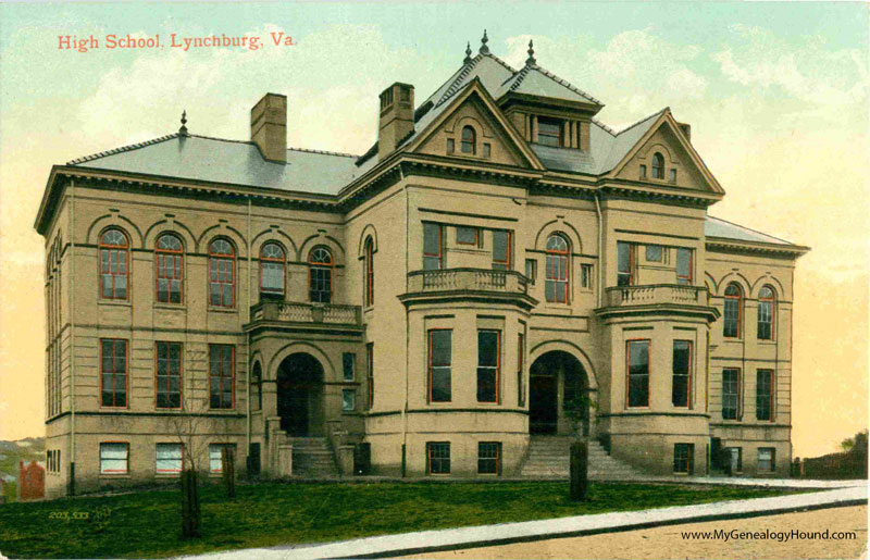 Lynchburg, Virginia, High School, vintage postcard, historic photo