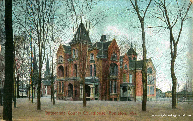 Appleton, Wisconsin, Ontagamie County Courthouse, vintage postcard, historic photo
